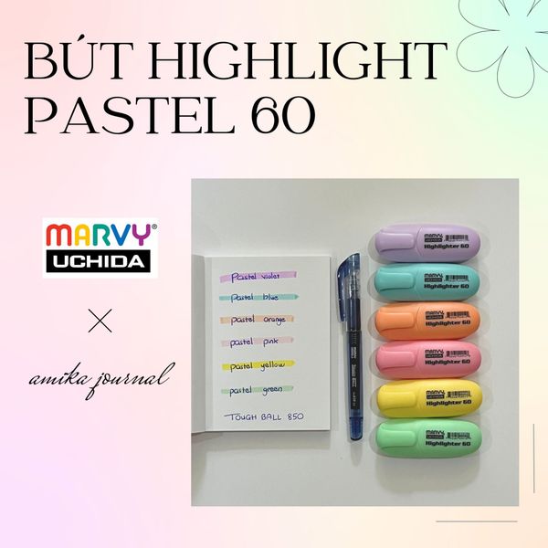  Bút dạ quang Marvy Uchida 60 kiểu dáng dễ thương trang trí sổ tay, bullet journal, lưu bút, ghi chép thông dụng 