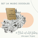  SET 14: MUSIC DOODLES - 30 stickers họa tiết nốt nhạc màu nước / kraft (trang trí sổ tay, planner, bullet journal,...) 