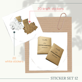  SET 12: VINTAGE NAMETAG 2 - 20 stickers - nhãn vở vintage và cành lá (trang trí sổ tay, planner, bullet journal,...) 