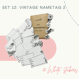  SET 12: VINTAGE NAMETAG 2 - 20 stickers - nhãn vở vintage và cành lá (trang trí sổ tay, planner, bullet journal,...) 