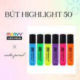  Bút dạ quang Marvy Uchida 50 trang trí sổ tay, bullet journal, lưu bút, ghi chép thông dụng 