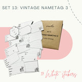  SET 13: VINTAGE NAMETAG 3 - 17 stickers - nhãn vở vintage (trang trí sổ tay, planner, bullet journal,...) 
