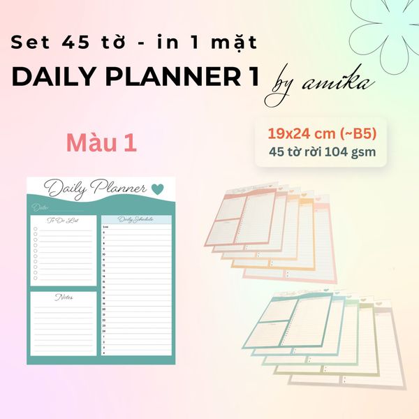  Set 45 tờ Giấy note lập kế hoạch theo ngày - Loại 1 - Daily Planner (gần size B5) 