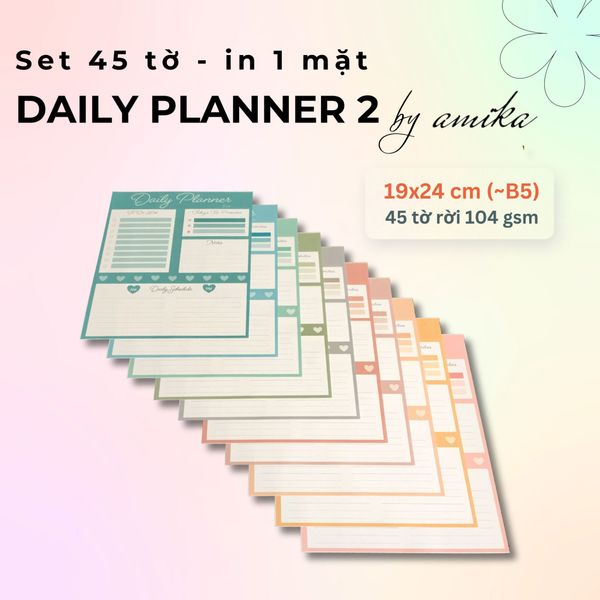  Set 45 tờ Giấy note lập kế hoạch theo ngày - Loại 2- Daily Planner (gần size B5) 