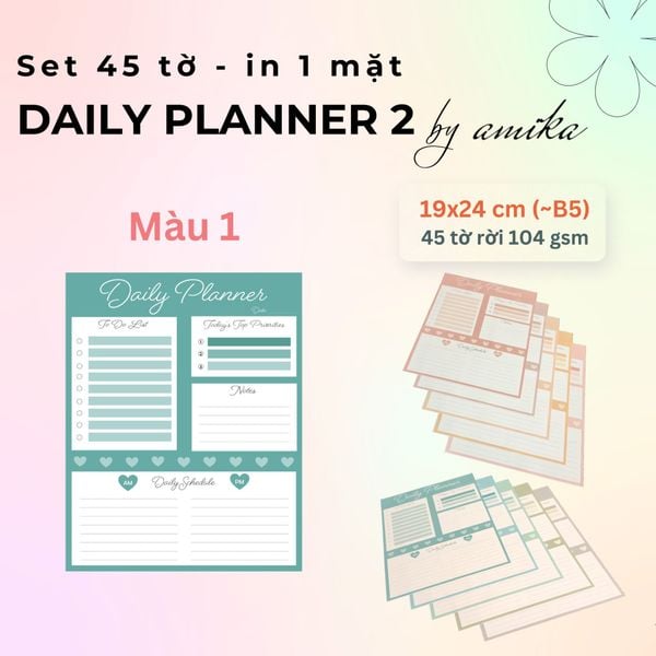  Set 45 tờ Giấy note lập kế hoạch theo ngày - Loại 2- Daily Planner (gần size B5) 