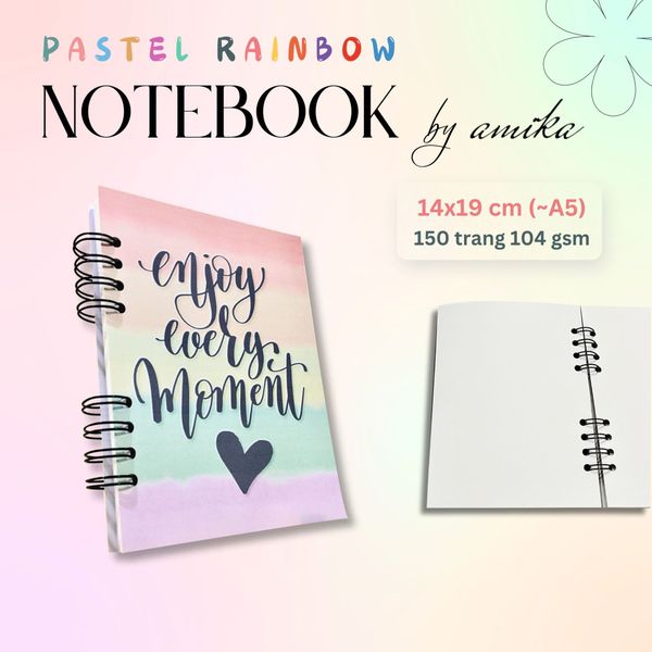  Sổ lò xo Pastel Rainbow 14x19 cm (xấp xỉ A5) 