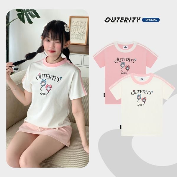 Áo Thun Baby Tee Phối Line Tay Outerity Bubble / Unisex Local Brand 
