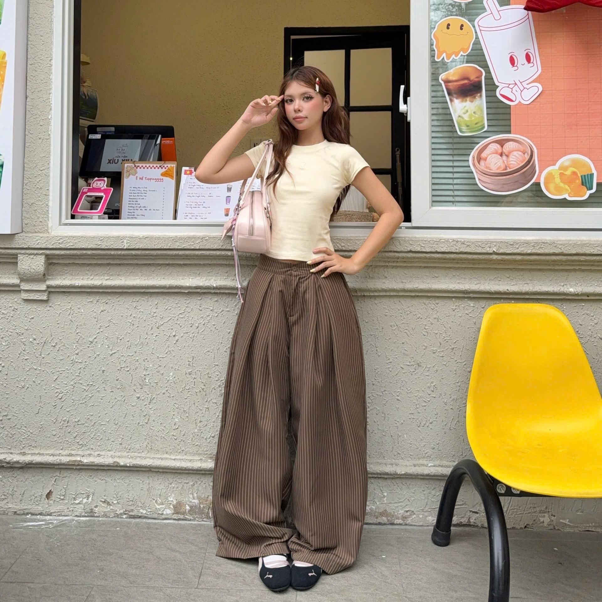  Quần Dài Kẻ Sọc Ống Rộng Outerity Striped 