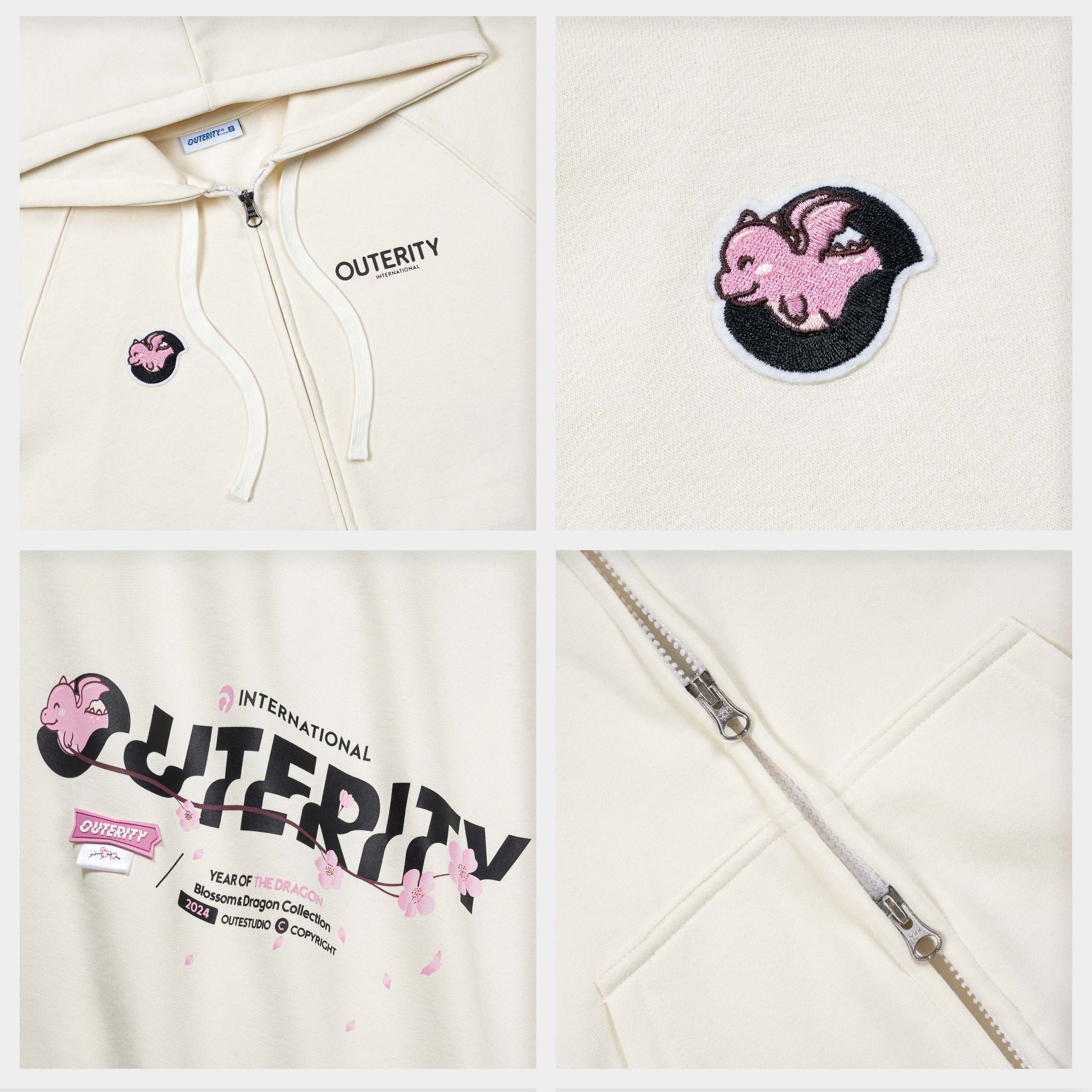  Outerity Dragon Hoodie Double Zip / Cannoli Cream 