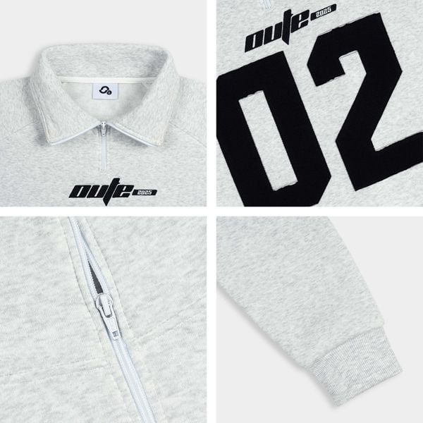  Áo Sweater Halfzip Outerity Nỉ Bông Thêu Đắp Form Boxy 