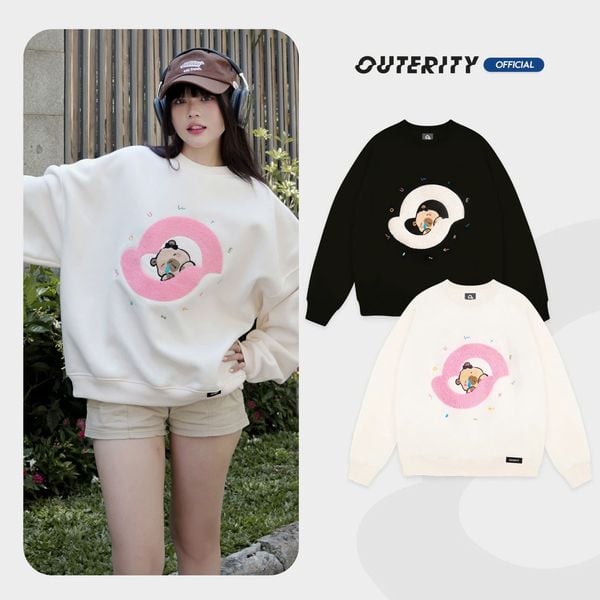  Áo Sweater Outerity Capybara Thêu Xù Nỉ Bông 