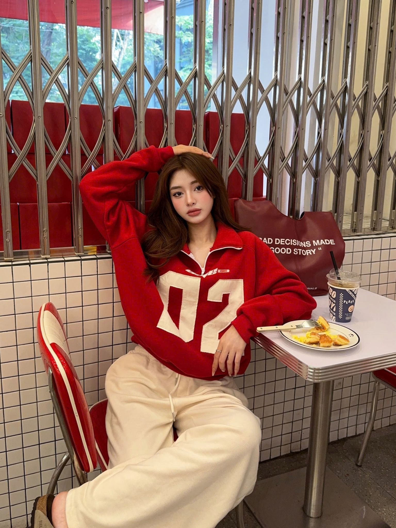  Áo Sweater Halfzip Outerity Nỉ Bông Thêu Đắp Form Boxy 