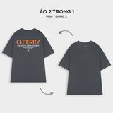  Outerity Double Tee Collection - Fried Egg / Gray Pinstripe 