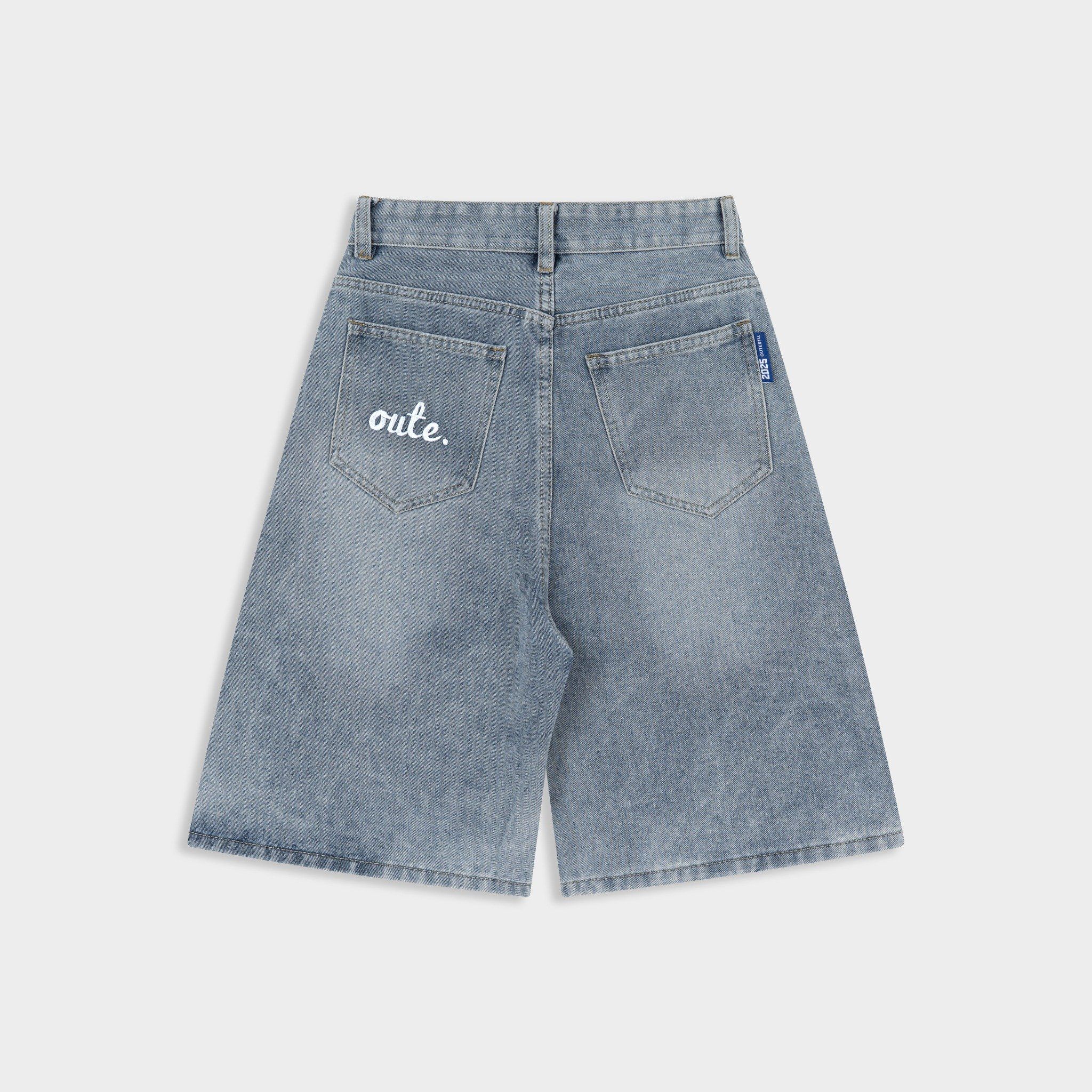  Quần Jean Lửng Outerity Denim Wash Ống Rộng 