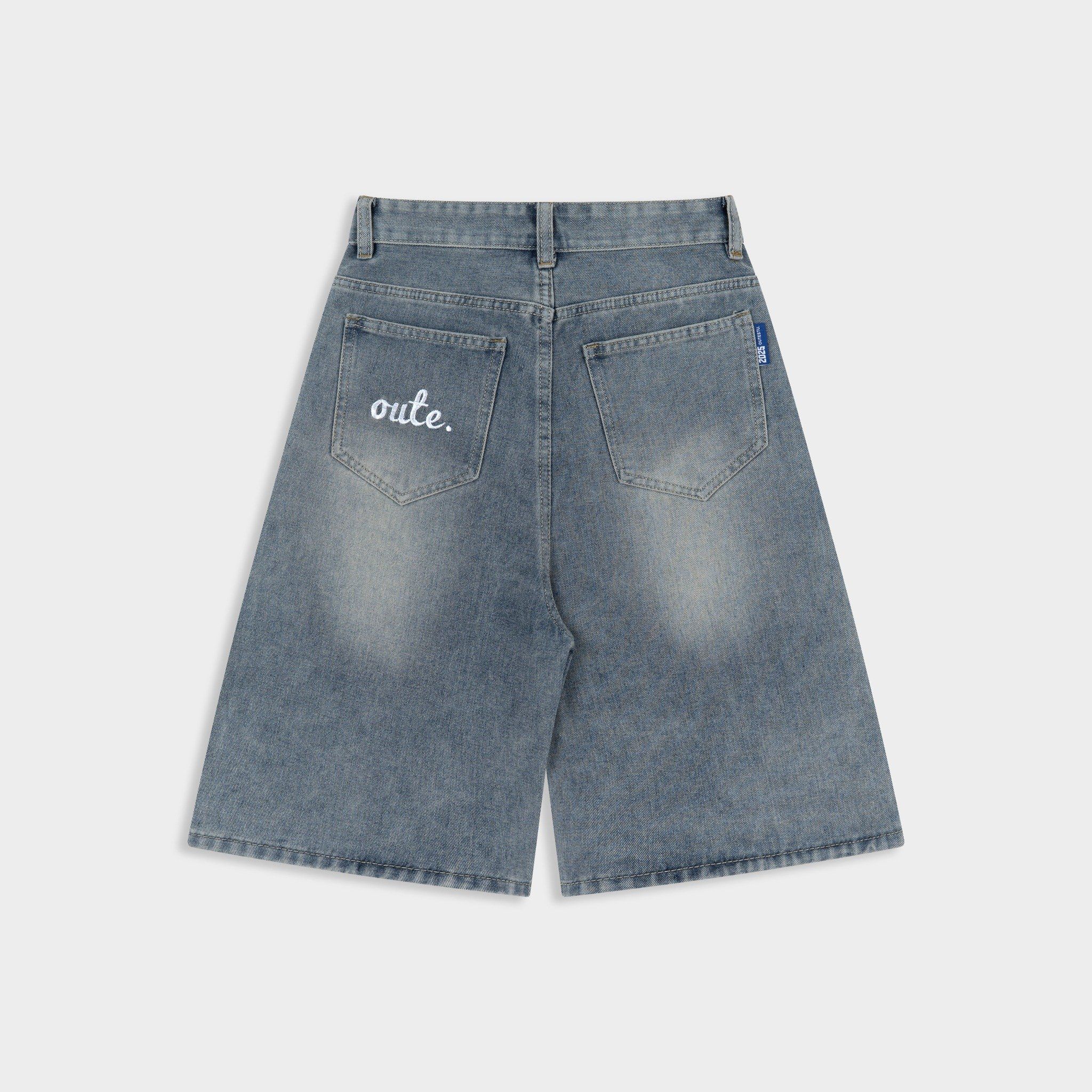  Quần Jean Lửng Outerity Denim Wash Ống Rộng 