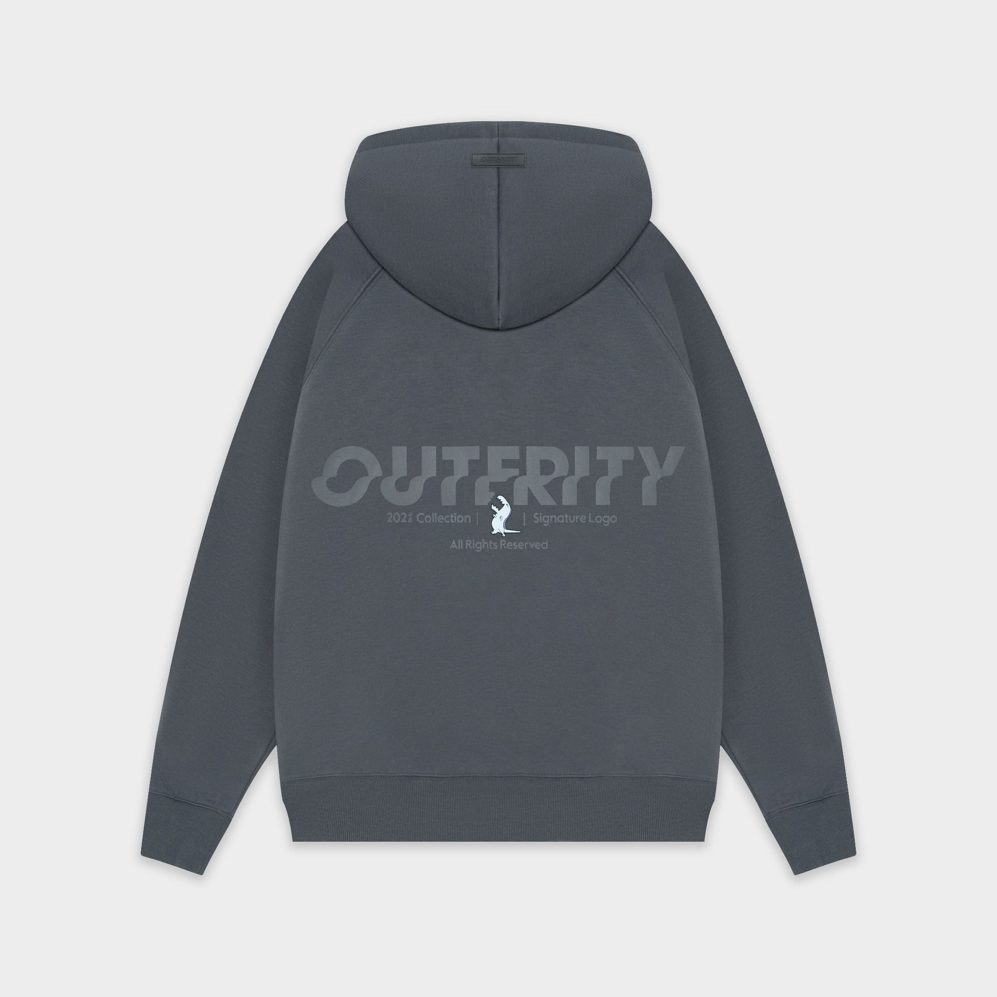  Outerity Basic Hoodie Double Zip Dino / Gray pintripe 