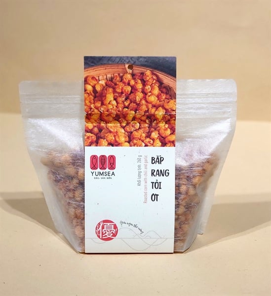 Bắp rang tỏi ớt, 260g, bịch, mẫu washi, Yumsea