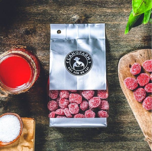Kẹo hương dâu tây, 180g, bịch, mẫu túi bạc, L'angfarm