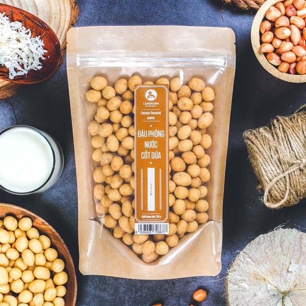 Đậu phộng nước cốt dừa, 250g, bịch, mẫu kraft 1 mặt trong, L