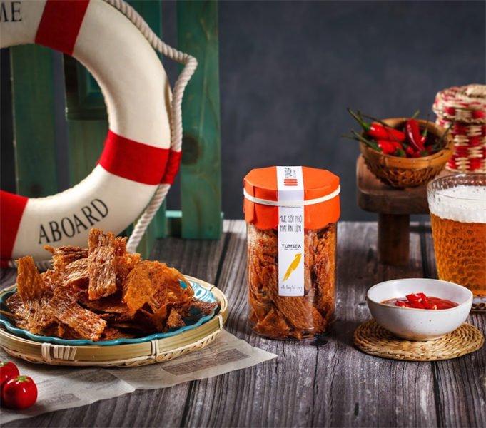 Mực sốt phô mai ăn liền, 130g, hũ, mẫu tobita, Yumsea