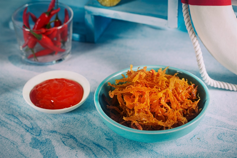 Mực khô xé sợi ăn liền, 65g, hũ, mẫu tobita, Yumsea