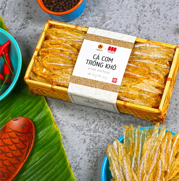 Cá cơm trổng khô, 450g, khay, mẫu inaka, Yumsea