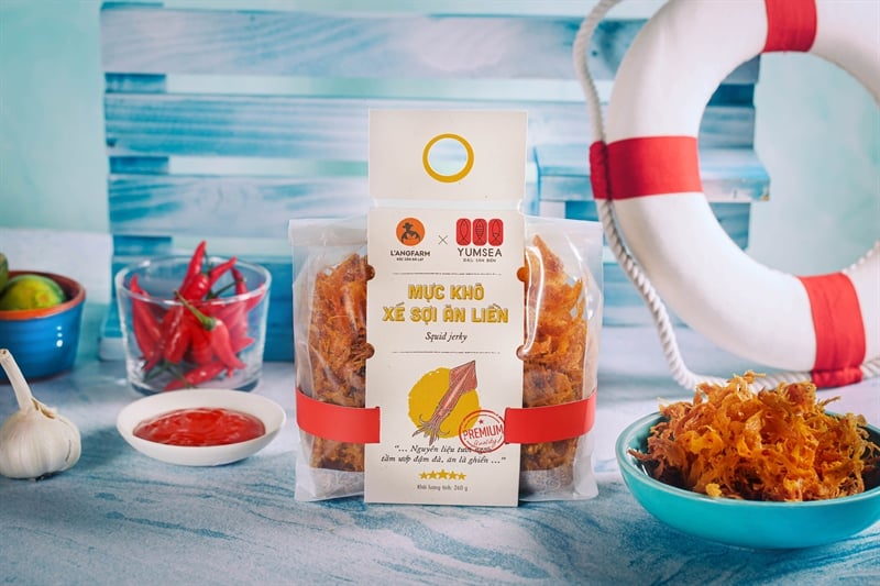 Mực khô xé sợi ăn liền, 260g, bịch, mẫu mawashi, Yumsea