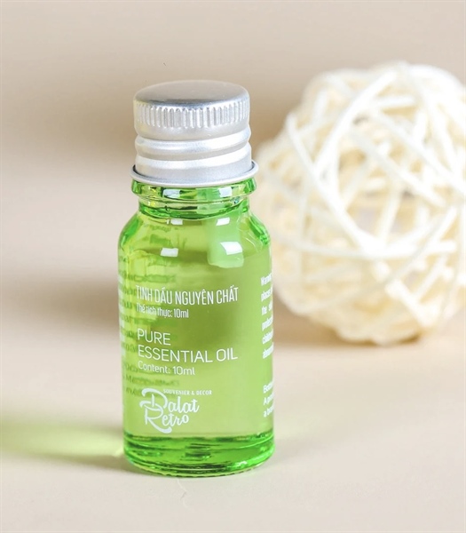 Tinh dầu nguyên chất, mẫu minimal, 10ml, gỗ hồng rose wood, hộp, Dalat Retro