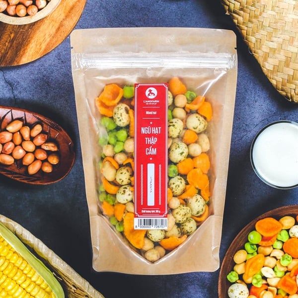 Ngũ hạt thập cẩm, 185g, bịch, mẫu kraft 1 mặt trong, L'angfarm