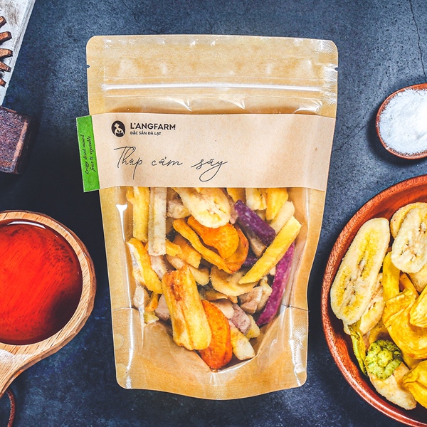 Thập cẩm sấy giòn, 100g, bịch, mẫu kraft 1 mặt trong