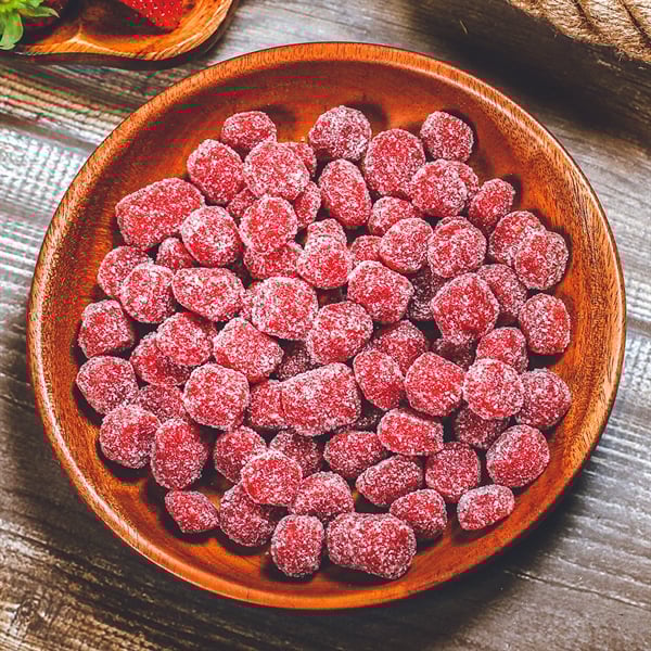 Kẹo hương dâu tây, 350g, bịch, mẫu kraft 1 mặt trong, L