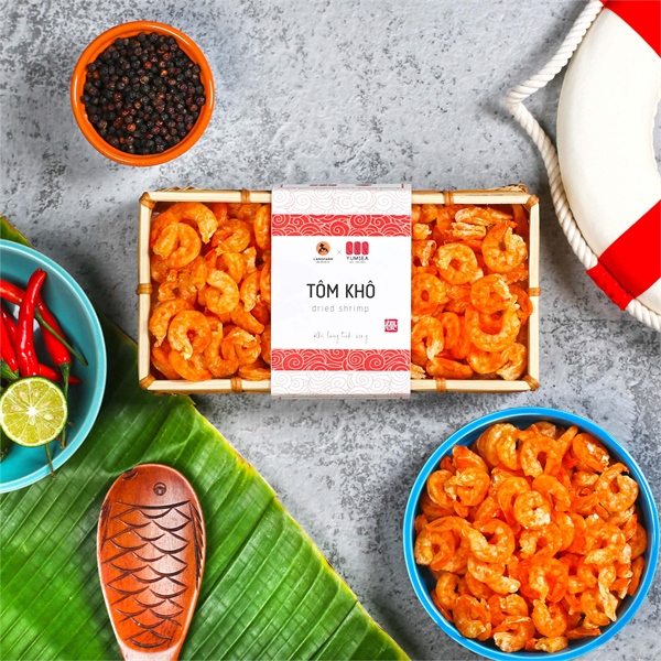 Tôm khô hảo hạng, 480g, khay, mẫu inaka, Yumsea