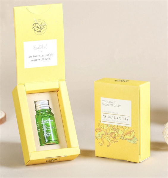 Tinh dầu nguyên chất, mẫu minimal, 10ml, ngọc lan tây ylang ylang, hộp, Dalat Retro
