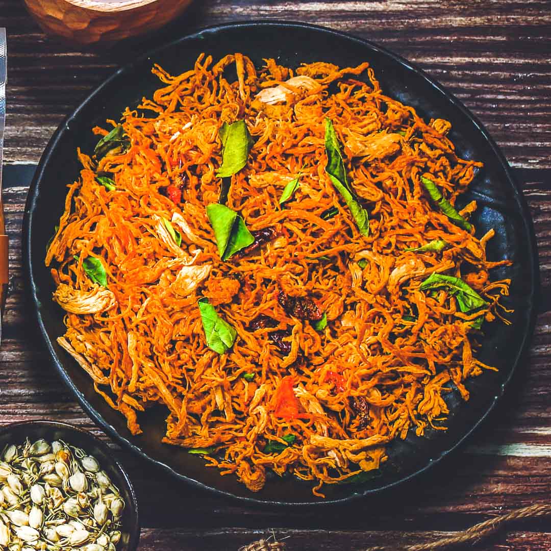 Khô gà cay lá chanh, 350g, bịch, mẫu mawashi, L’angfarm