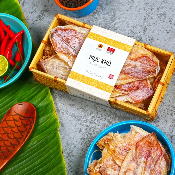 Mực khô hảo hạng, 420g, khay, mẫu inaka, Yumsea