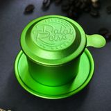 Phin cà phê nhôm anode, mẫu bắn cát màu retro green, hộp, Dalat Retro