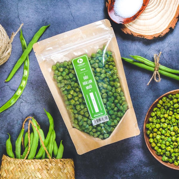 Đậu hoà lan muối, 225g, bịch, mẫu kraft 1 mặt trong, L