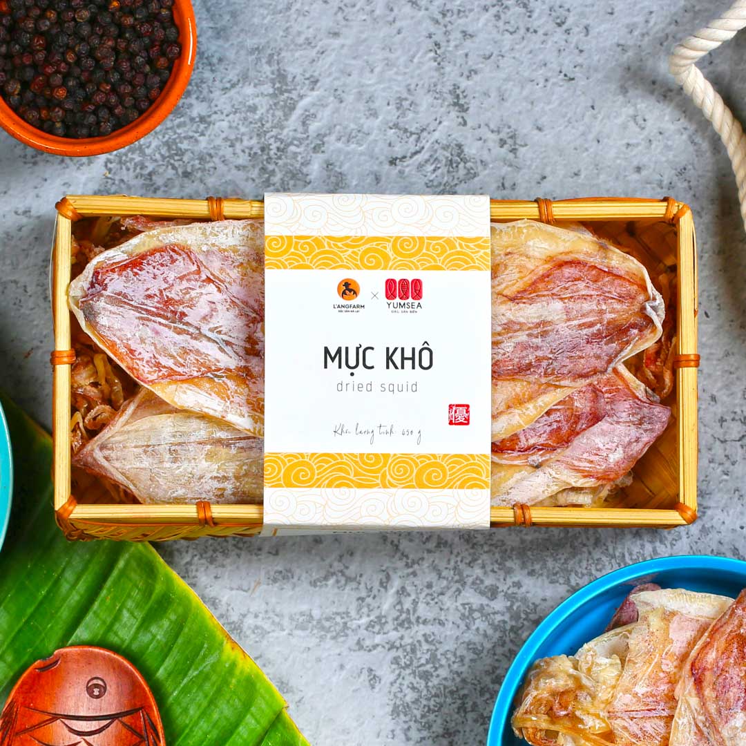 Mực khô hảo hạng, 420g, khay, mẫu inaka, Yumsea