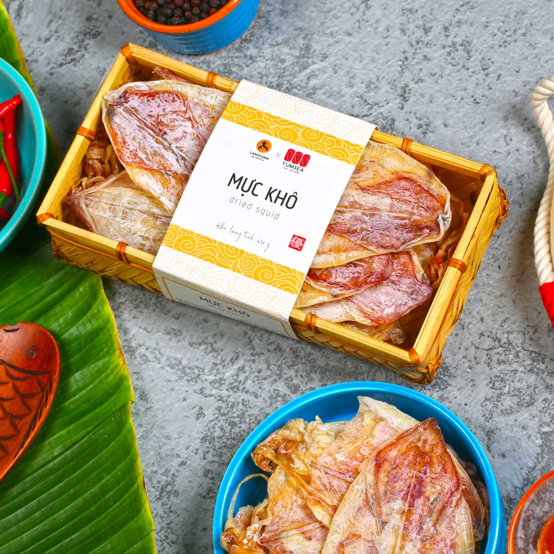 Mực khô hảo hạng, 420g, khay, mẫu inaka, Yumsea