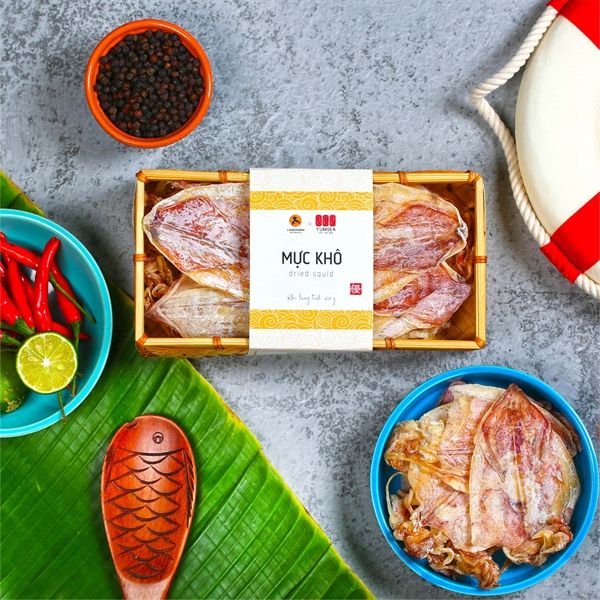 Mực khô hảo hạng, 420g, khay, mẫu inaka, Yumsea
