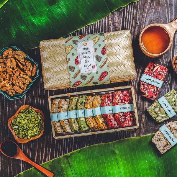 Bánh biscotti nông sản Đà Lạt, 280g, hộp, mẫu bamboo