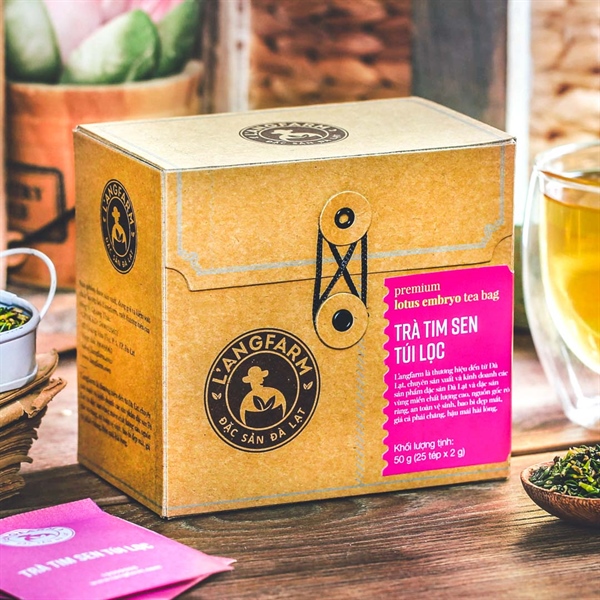 Trà tim sen túi lọc, 25 tép, hộp, mẫu quấn dây kraft, L