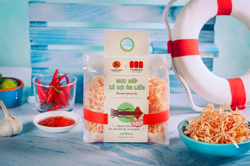 Mực hấp xé sợi ăn liền, 260g, bịch, mẫu mawashi, Yumsea