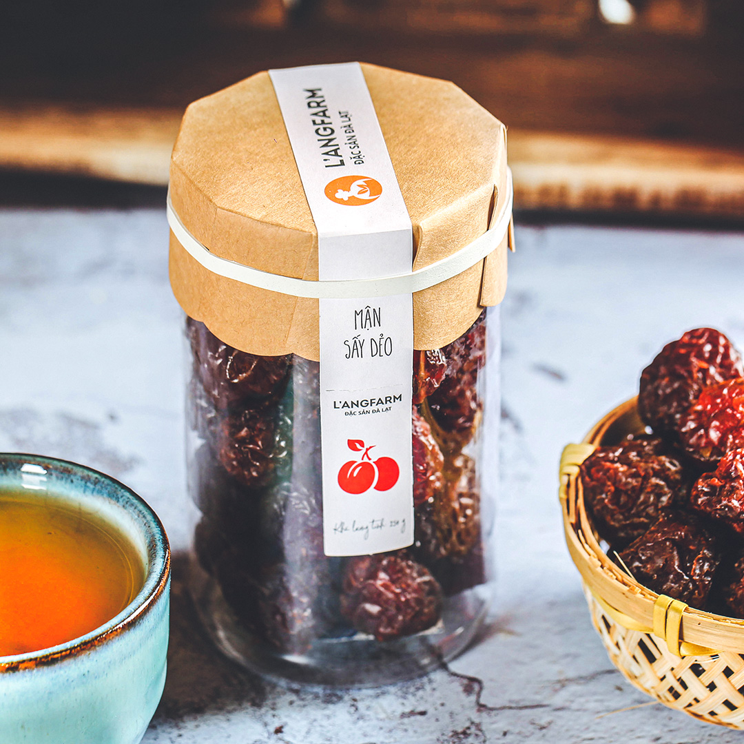 Mận sấy dẻo, 300g, bịch, mẫu kraft 1 mặt trong, L