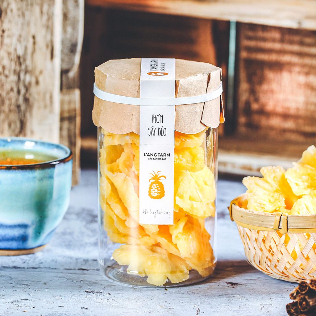 Thơm sấy dẻo, 200g, hũ, mẫu tobita, L'angfarm