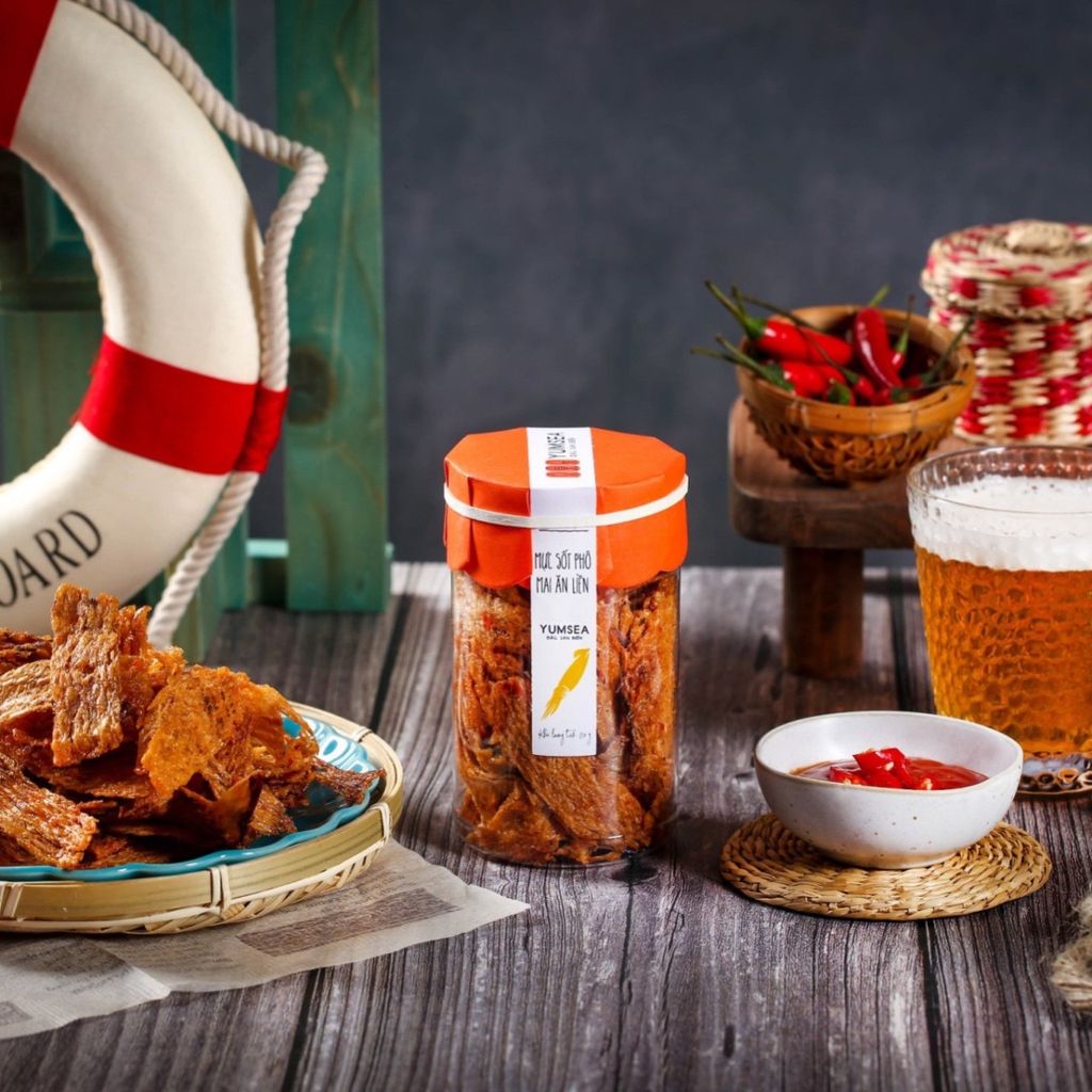 Mực sốt phô mai ăn liền, 130g, hũ, mẫu tobita, Yumsea