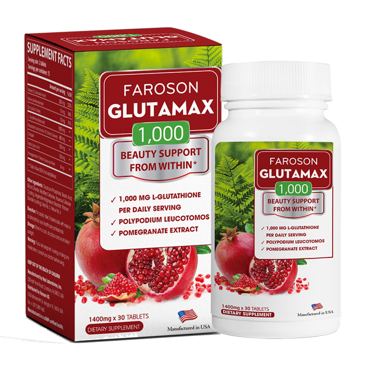 Viên uống sáng da chống nắng Faroson Glutamax 1000 - Đẹp 24 Giờ