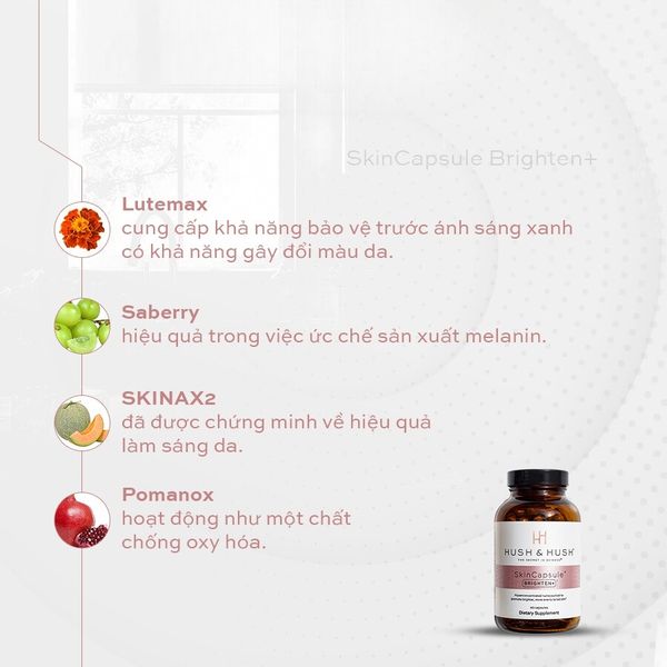 Viên Uống trắng da mờ nám Hush & Hush Skin Capsule Brighten+ 60 Viên