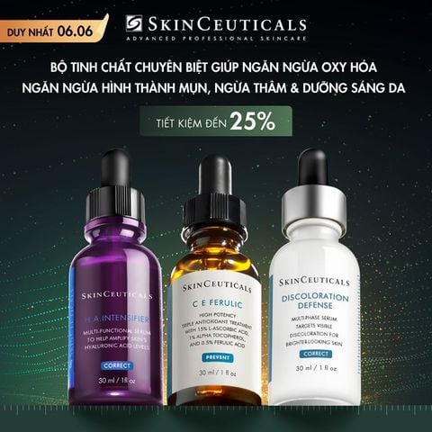 COMBO GIỚI HẠN 3: 1 CE FERULIC 30 ML + 1 HA INTERNSIFIER 30ML + 1 DISCOLORATION 30 ML (TIẾT KIỆM 25%)