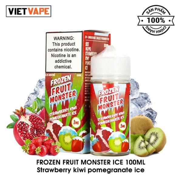 Frozen Fruit Monster Strawberry Kiwi Pomegranate Ice Freebase 100ML Tinh Dầu Vape Mỹ Chính Hãng
